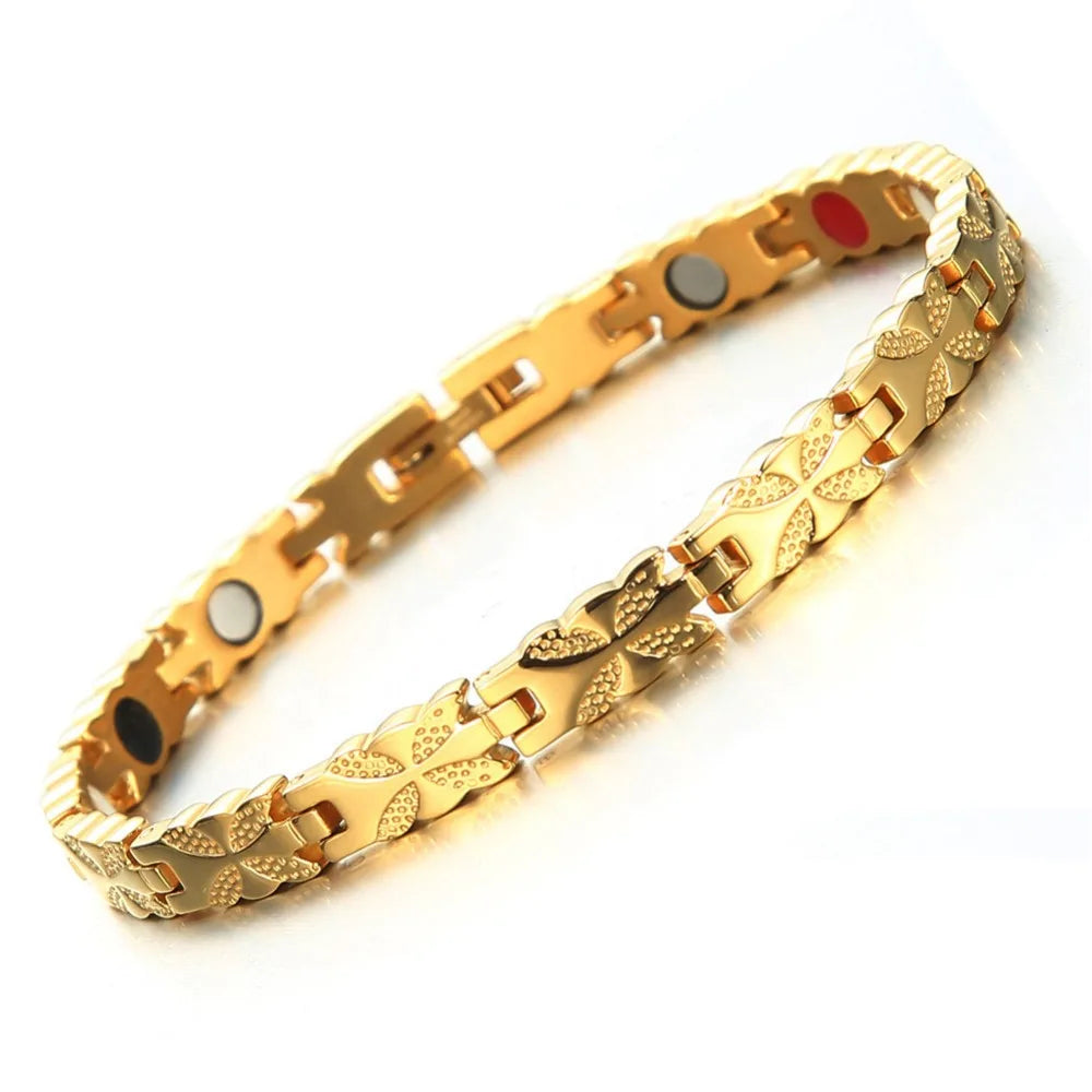 gaia butterfly bracelet in gold with crystal-set butterfly links