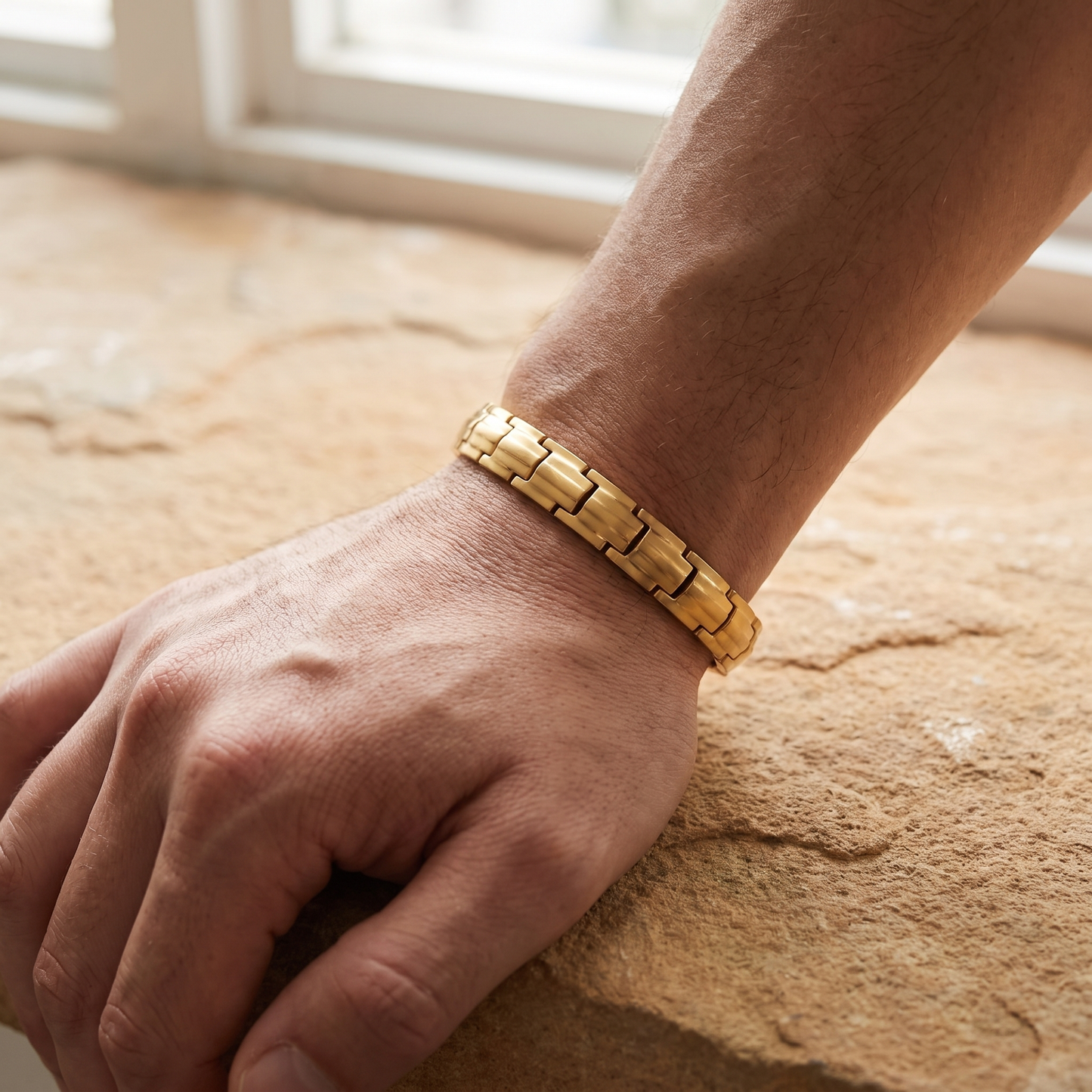 dead sea minerals bracelet worn on the wrist