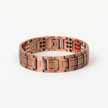 Six Power Copper 6X bracelet with polished copper links and magnetic therapy inserts on a white background