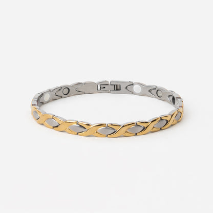 His & Hers Gold Signature set — women's XoXo Ladies Single gold and silver magnetic bracelet, hero shot on white