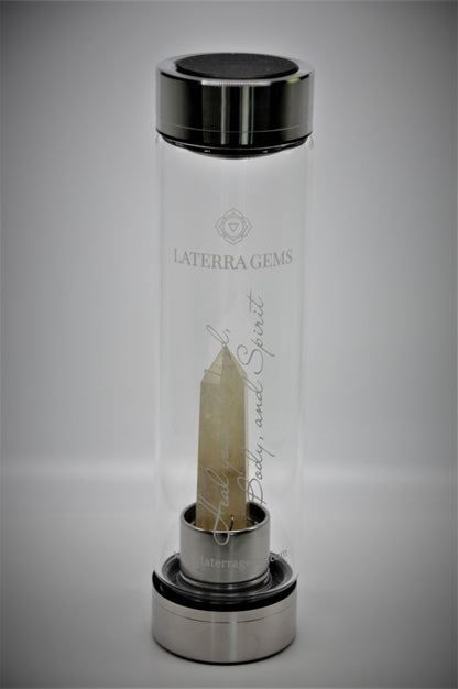 Energy Citrine Glass Water Bottle 18.5 Oz