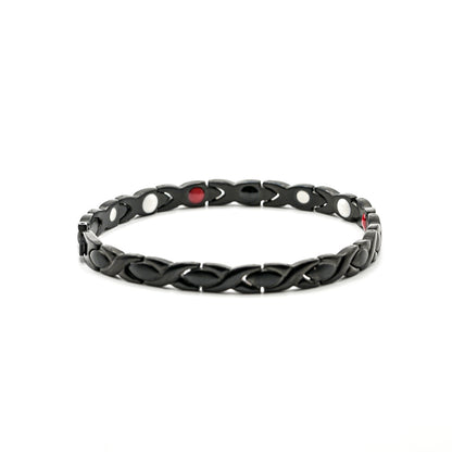 His & Hers Midnight Black set — women's XoXo Ladies Single black magnetic bracelet, hero shot on white