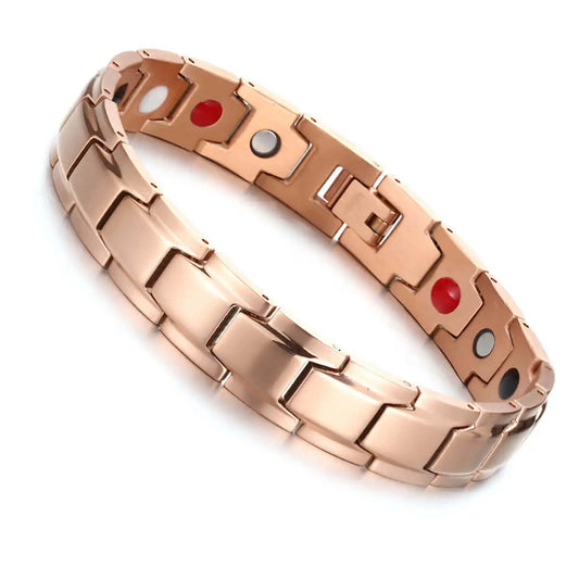 Copper Bracelet 1X with polished copper links and red and silver therapy inserts