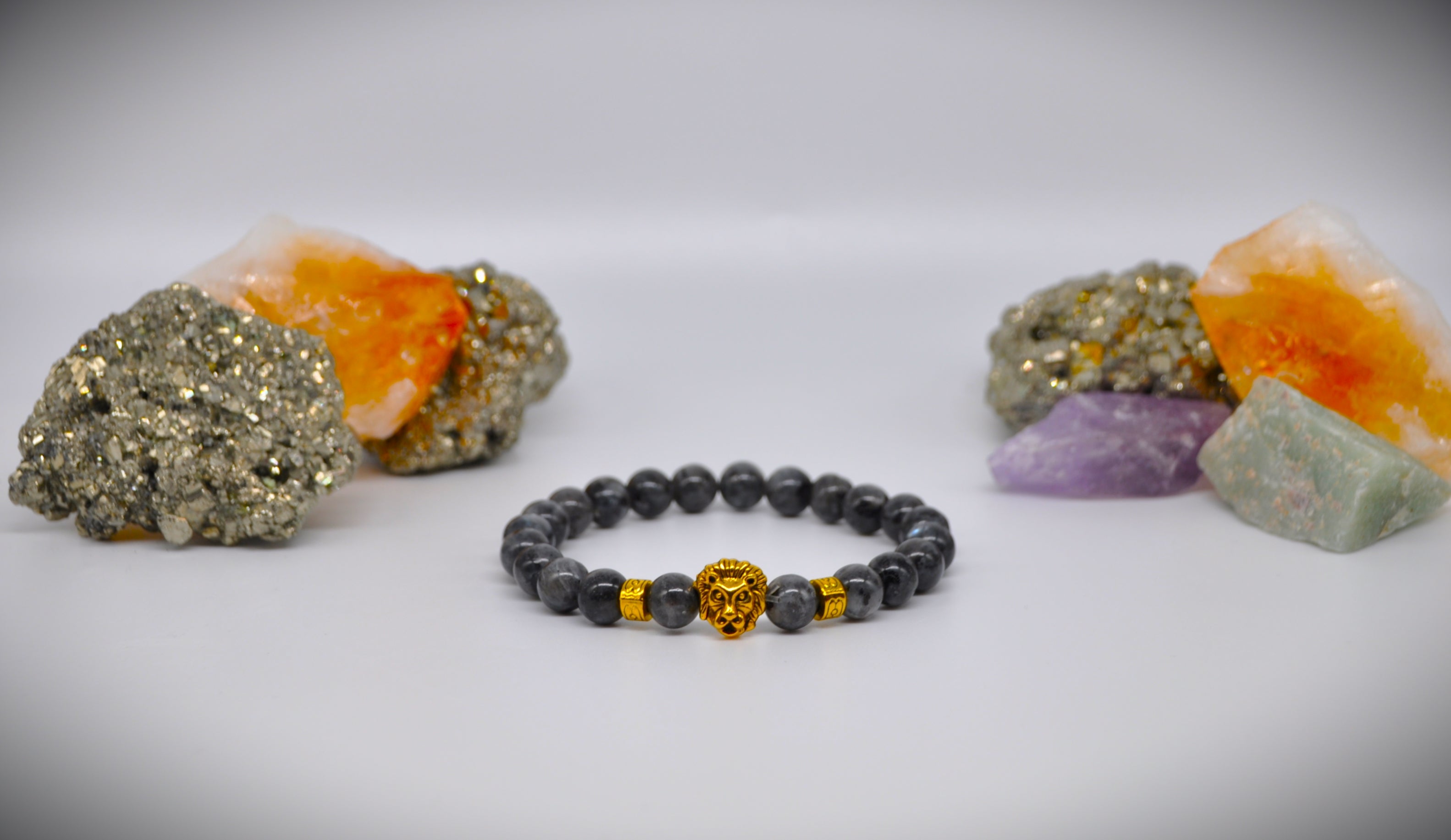Snowflake Obsidian with Lion Gold Beads
