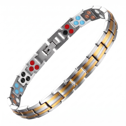 Ladies single titanium bracelet in silver and gold