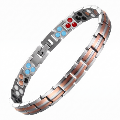 Ladies single titanium bracelet in silver and rose gold