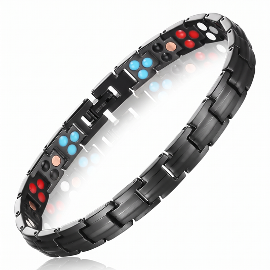 Ladies single titanium bracelet in matte black with triple-element inner inserts