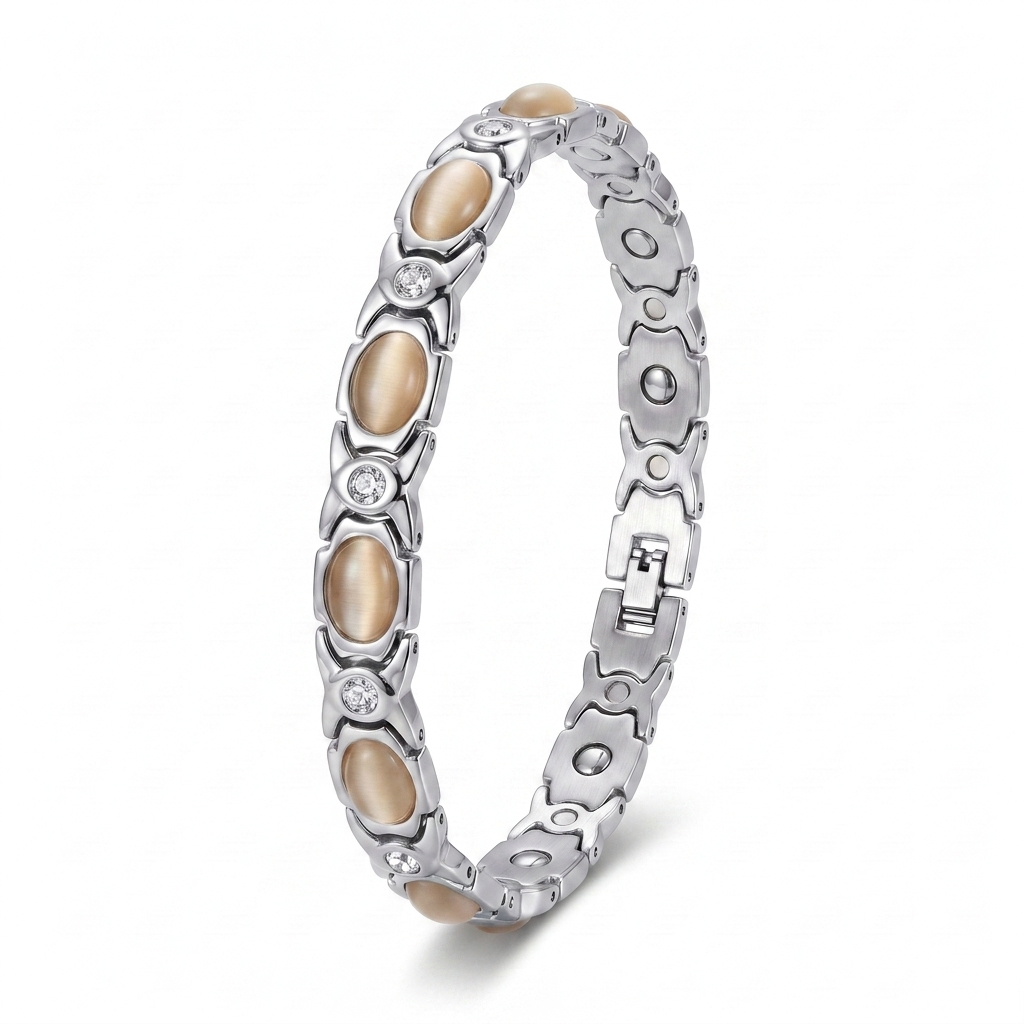 1x cat's eye crystal bracelet – champagne
