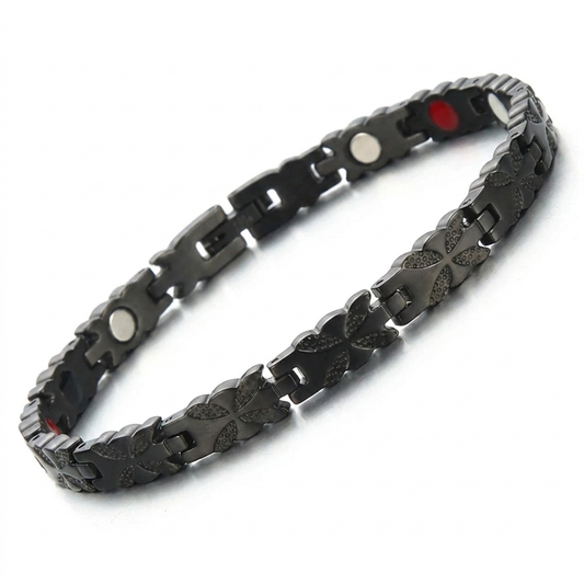 Gaia Butterfly bracelet in black with patterned butterfly links