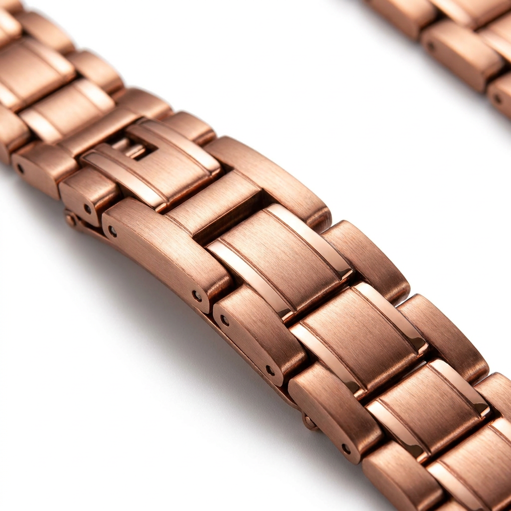 Copper Thick 6X PWR bracelet - macro detail of clasp and links