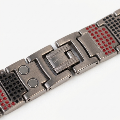 6X Power Premium Silver Wellness Bracelet - macro detail of clasp and links
